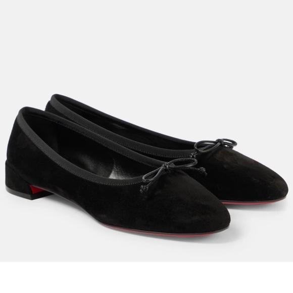 $795 Christian Louboutin Sweetie Jane Black Suede Ballerina Flats EU 37 US 7 NIB - Picture 3 of 13